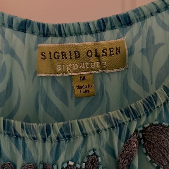 Sigrid Olson Aqua Sea Embroidered Peacock Dress - Picture 4 of 5